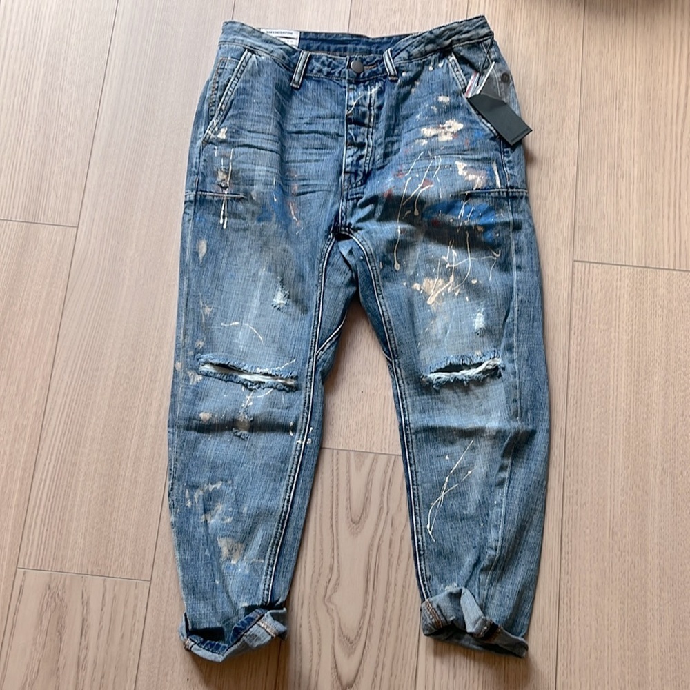 NWT One Teaspoon Blue Suede Mr. Browns Paint Splatter Mens Jeans Sz 31 - Picture 2 of 7